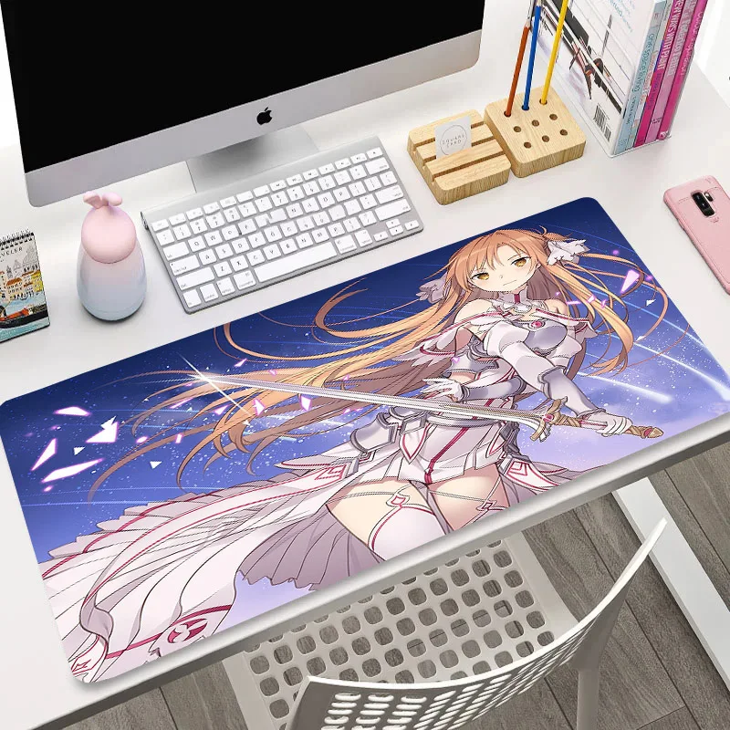 

Asuna Mousepad Large XXL Gaming Mouse Pad Anime Laptop Desk Mat Non-slip Gamer Keyboard Table Pads Computer Extended Big Mats