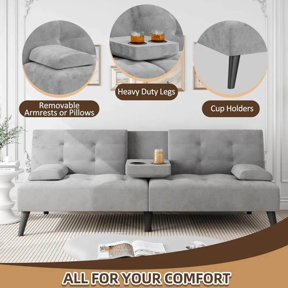 Modern Convertible Futon Sofa Bed 4