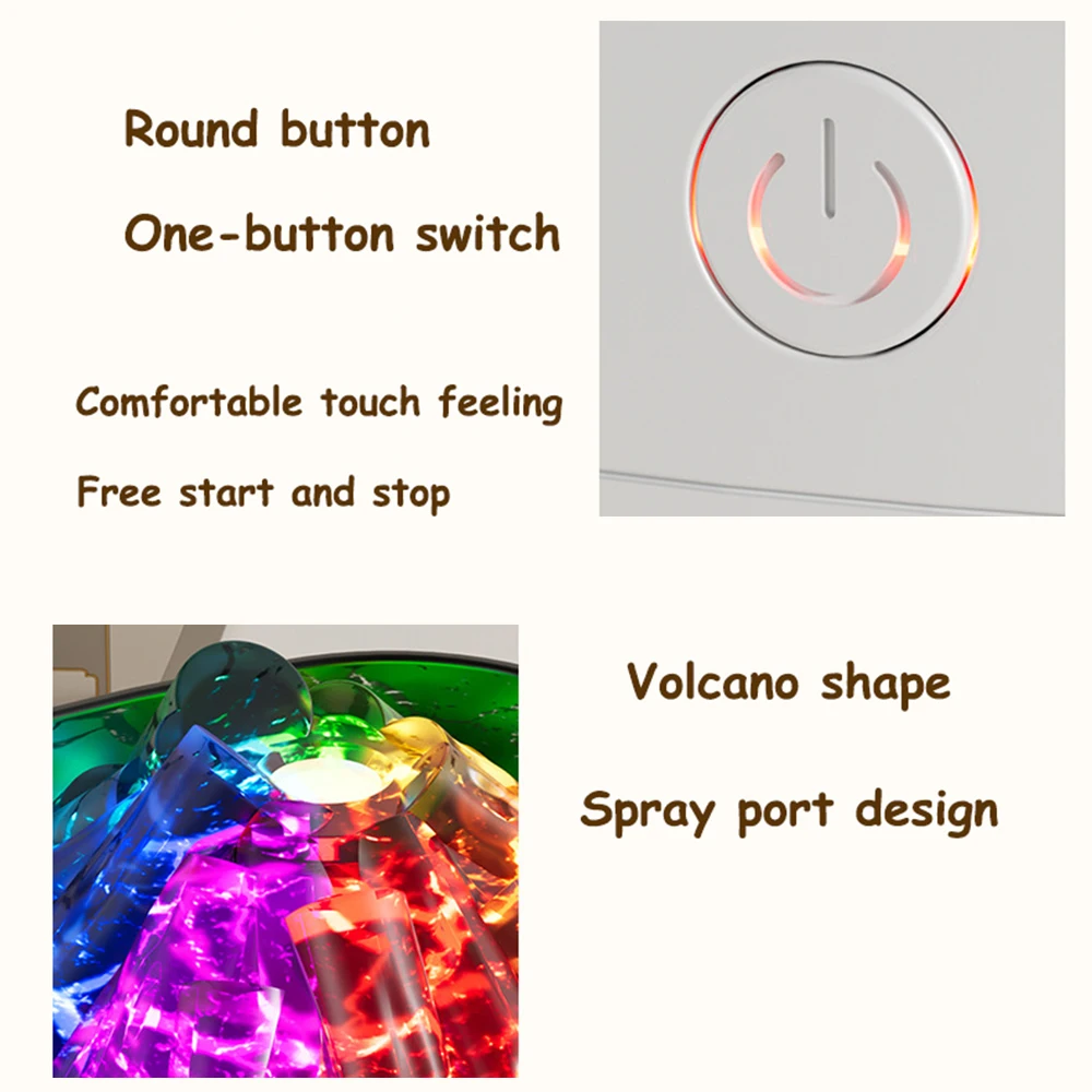 New Portable Air Humidifier Volcanic Crack 400ml USB Home Desktop Led Nightlight Spray Air Humidifier Small Large Fog