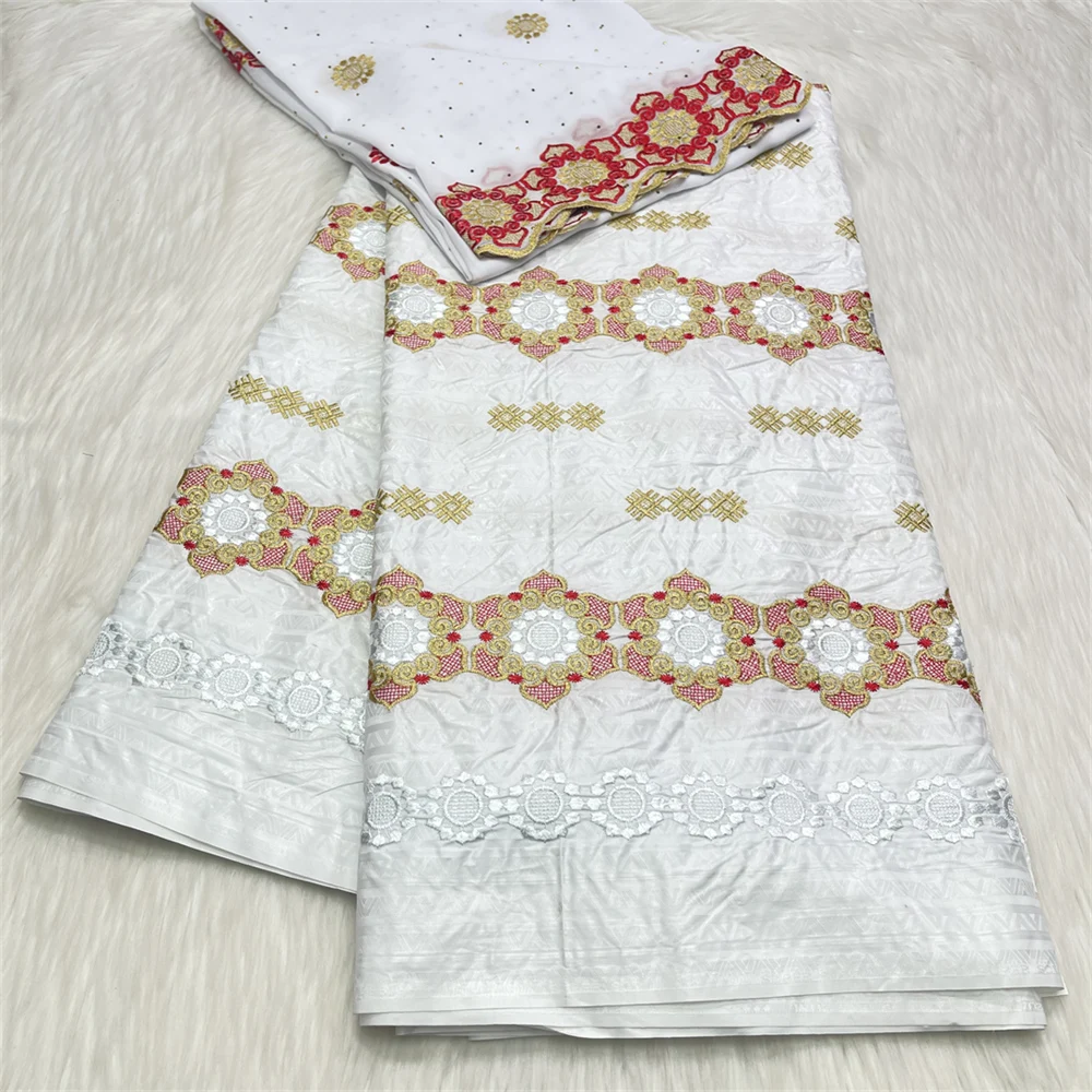 Luxury French Net Lace Fabric High Quality embroidey African Nigerian Bazin Brode Fabric For Women Wedding 5+2Yards/Lot