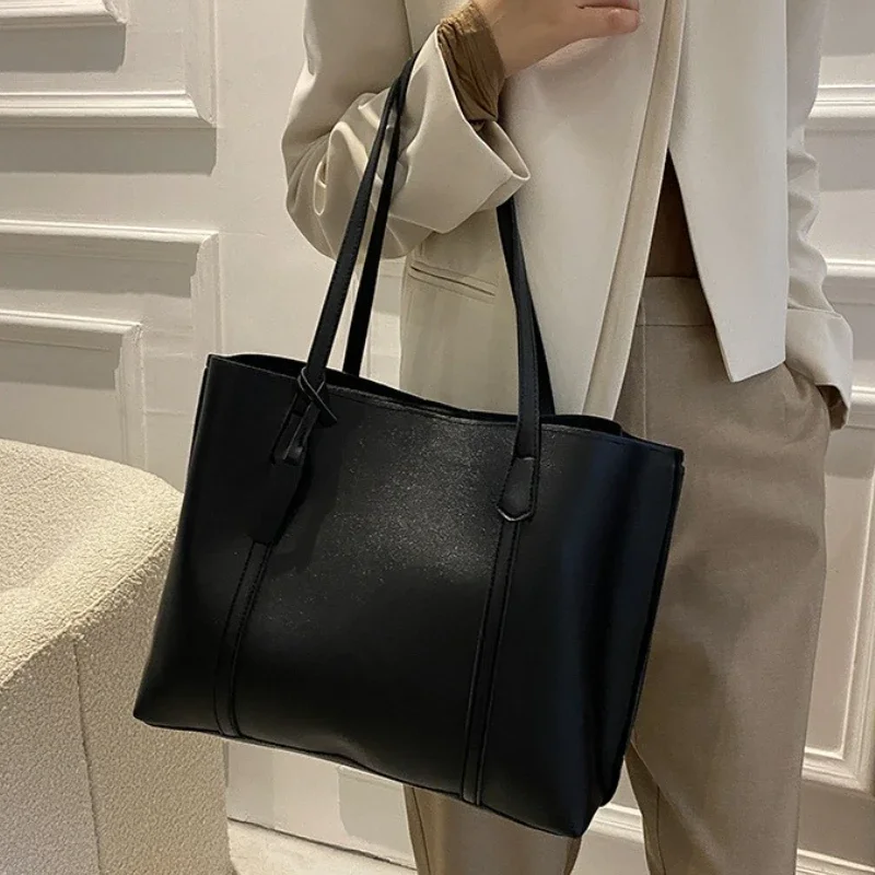 Large Capacity Women's Bag, New Soft Leather Tote Bag, Casual and Versatile Single Shoulder Bags for Woman Korean Style Handbags