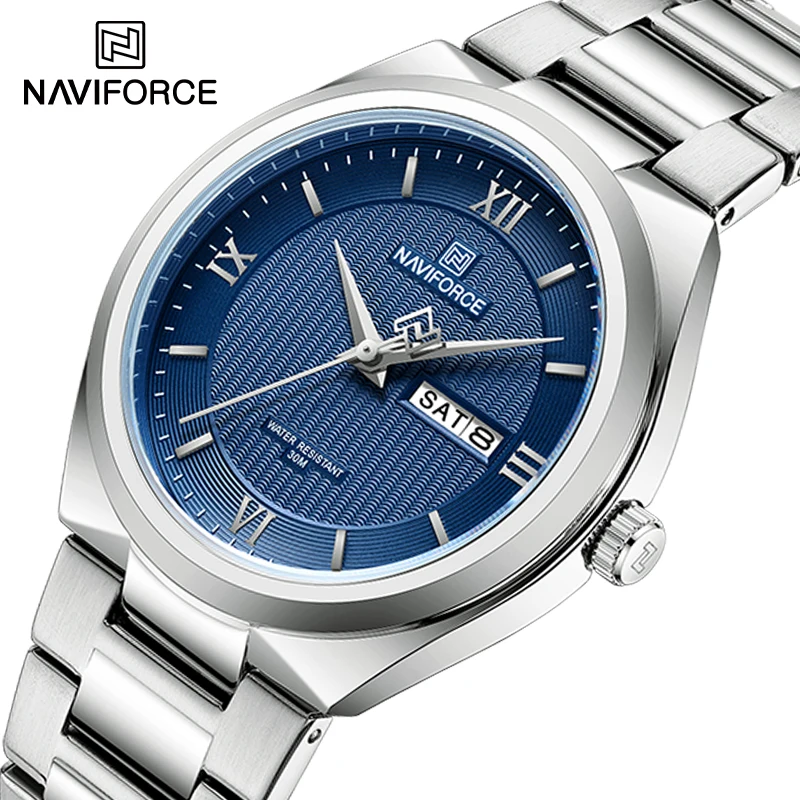 

NAVIFORCE Waterproof Man Wrist Watches Fashion Business Steel Band Quartz Clock Day And Date Display Men Watch Relogio Masculino