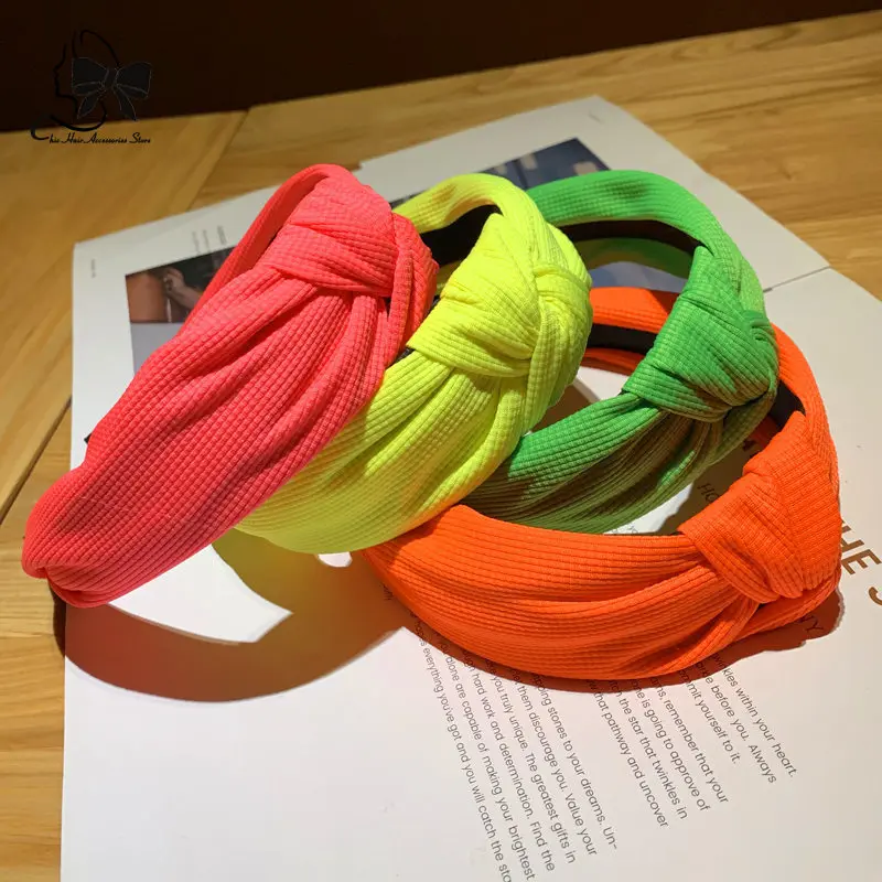 

2024 Women Waffler Hair Hoop Hair Bands Girls Neon Color Headband Wide Hairband Candy Color Headwear Accessories