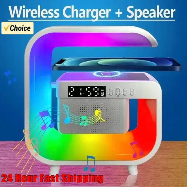 Multifunction Wireless Charger Stand Bluetooth 5 0 Speaker Fm Tf Rgb Night Light Fast Charging Station.png