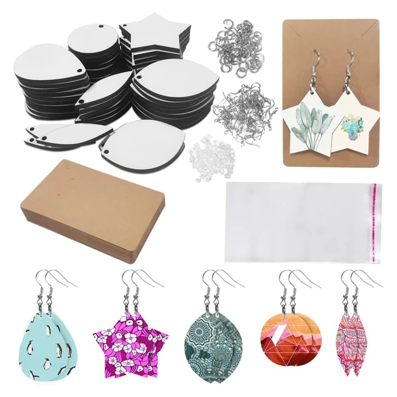 

50 шт. сублимационные пустые серьги в форме слезы Звезды Сердца листьев тепла Переводные серьги кулон с крючком соединительное кольцо ювелирные изделия «сделай сам»