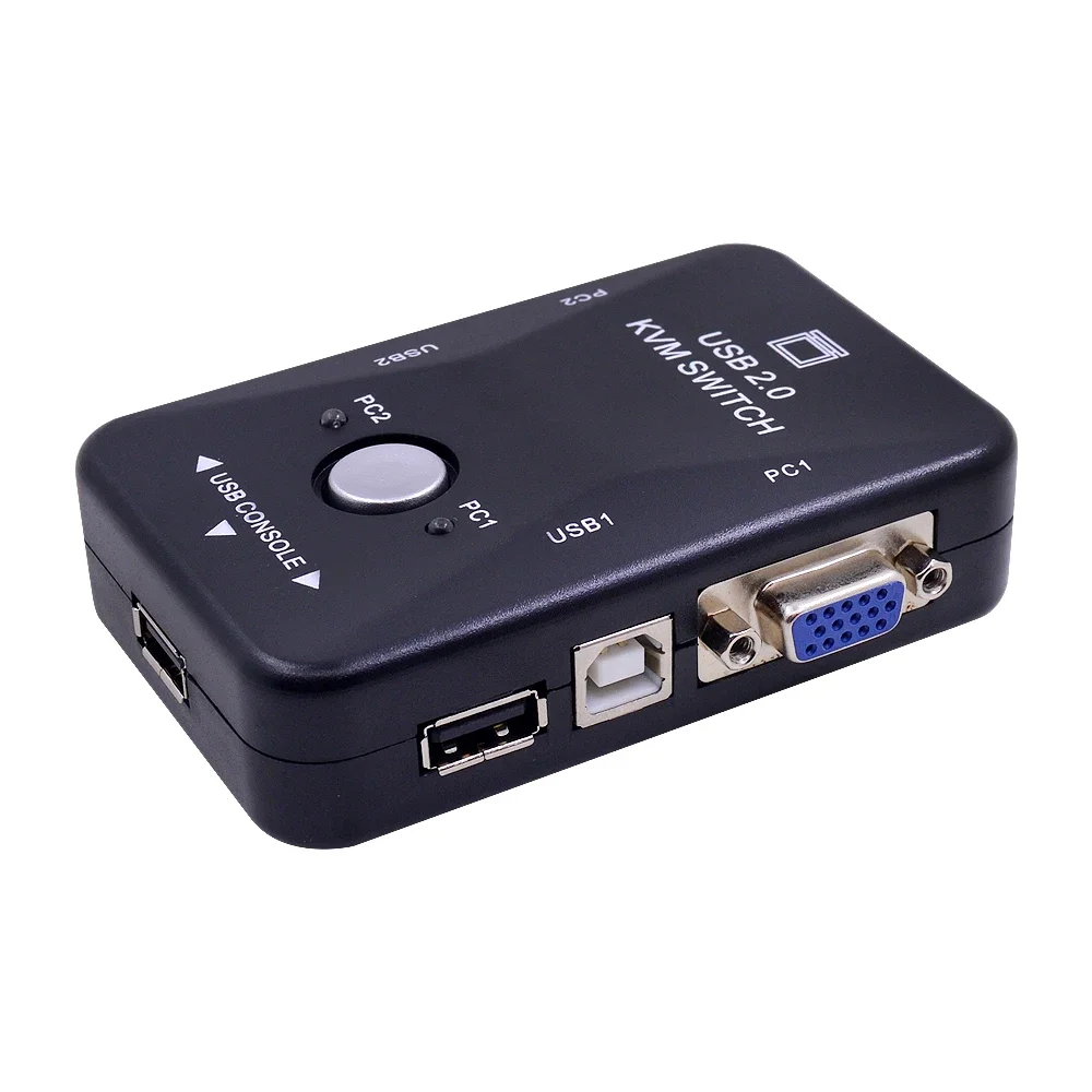 USB KVM 스위치 스위처, 2 포트 VGA SVGA 스위치 박스, USB 2.0 마우스 키보드