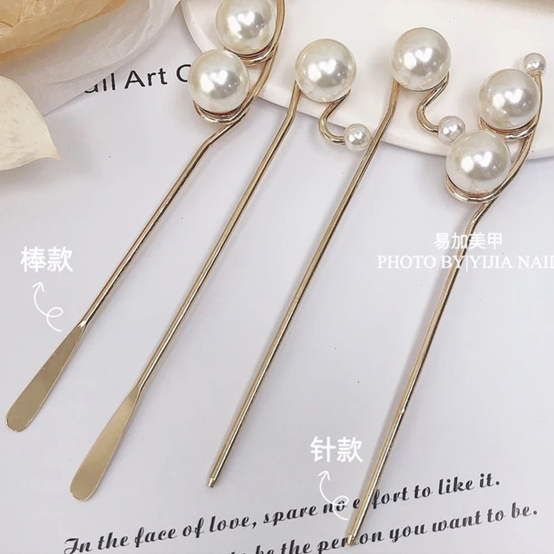 Ins Pearl Nail Glue Mixing Stick Spatula UV Gel Polish Glitter Powder Stirring Spatuler Rod for Canned Glue Manicure Art Tools