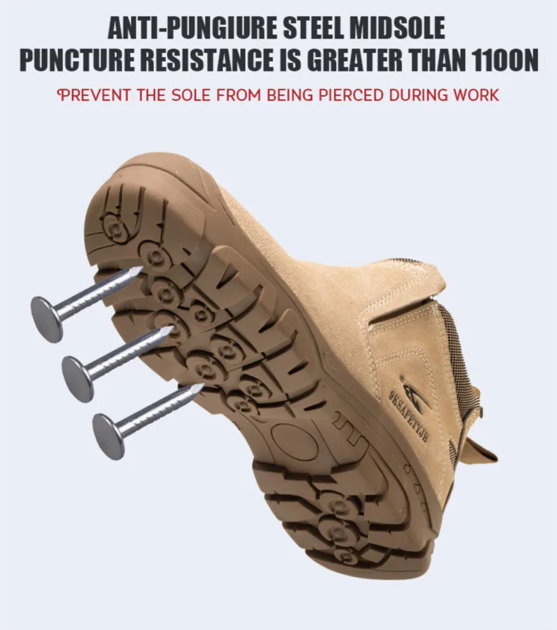 Safety Shoes Men Shoes Anti-smash Anti-stab Safety Shoes for Men Construction Welding Work Shoes Wear-resistant Indestructible Outdoor Work