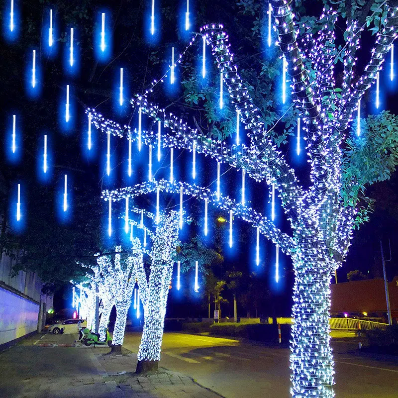 

New 32/24/16/8 Tubes Meteor Shower Rain LED String Lights Christmas Tree Decorations for Outdoor Street Garland New Year Navidad