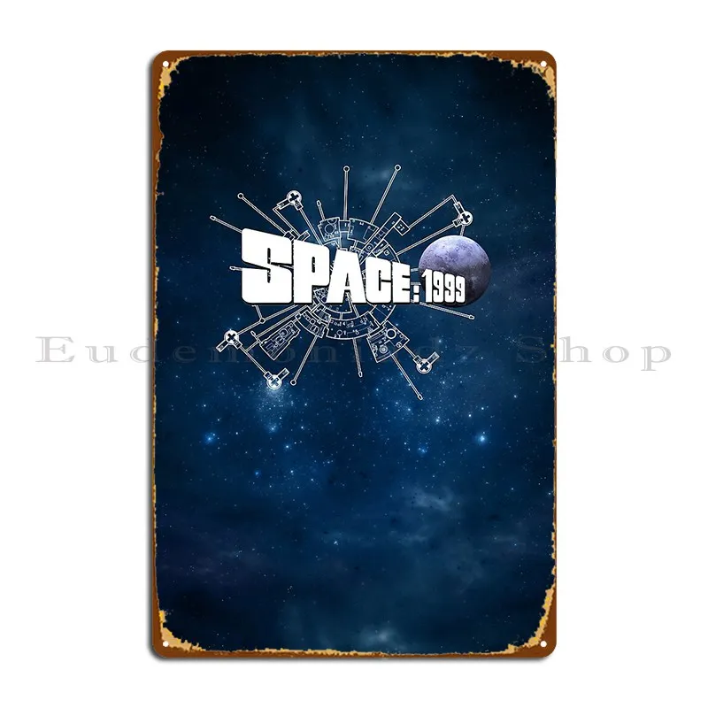 Space 1999 Logo Moon Nebula Bkgnd2 Metal Platform Pub Murale Personalizza Wall Decor Wall Custom Wall Cave Tin Sign Poster