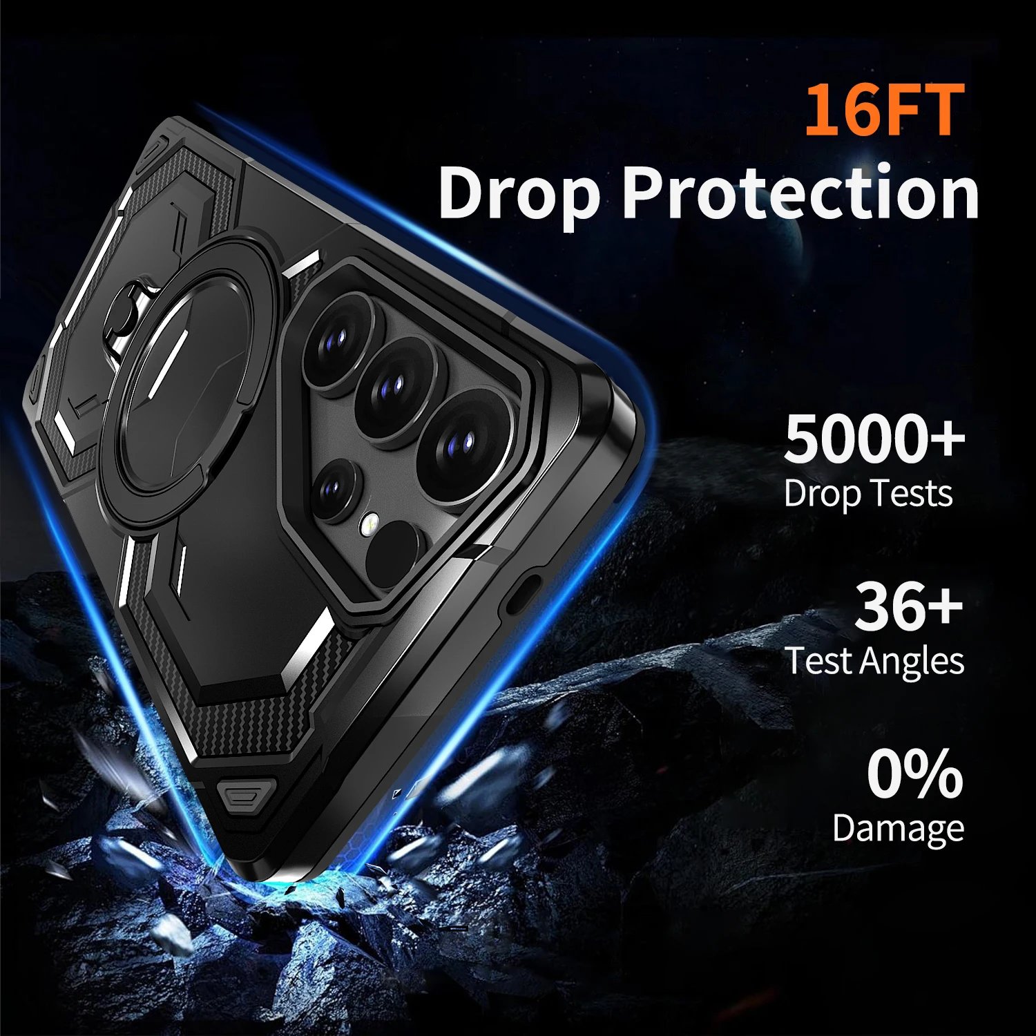 Durable Magnetic Ring Stand Case with Wireless Charging Compatibility