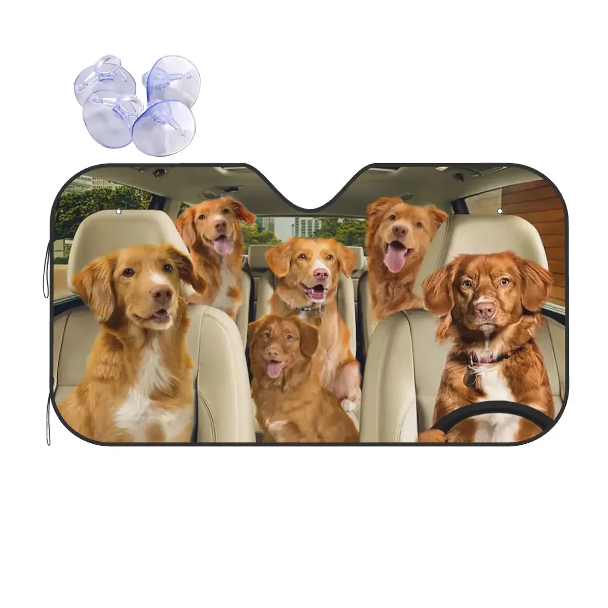

Golden Retriever Driver Creative Windshield Sunshade 76x140cm Dog Animals Aluminium Foil Sun Visor Sunscreen Curtain
