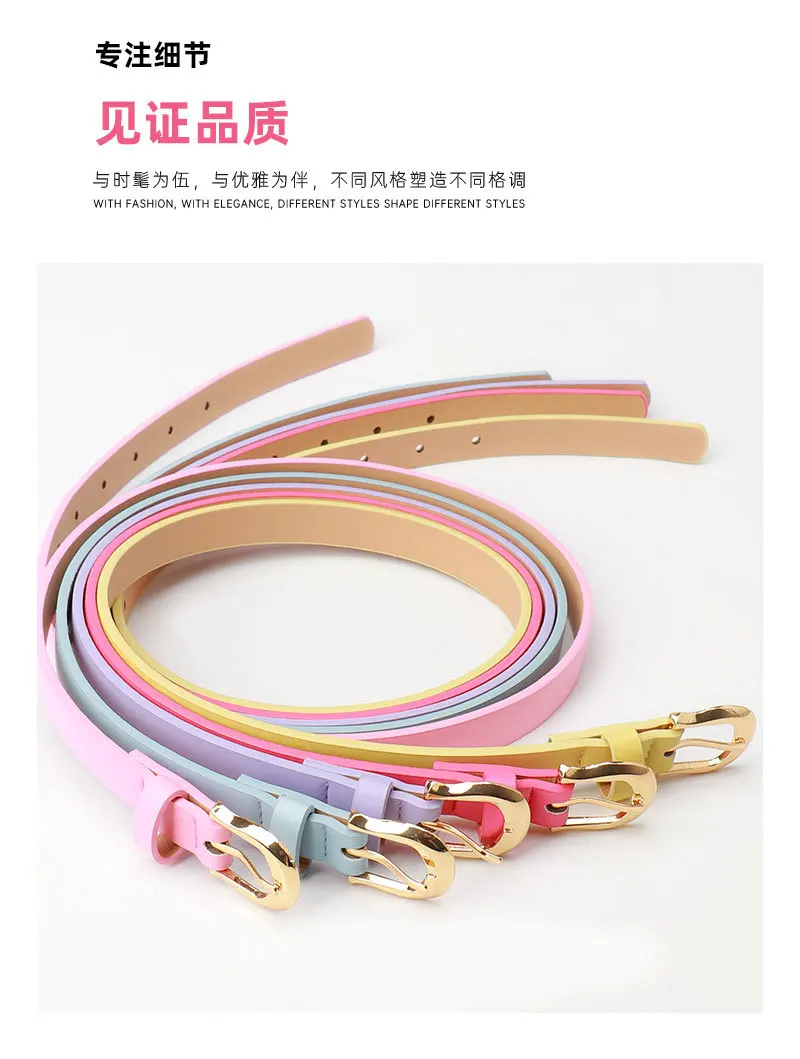 1.8x103cm Women's Thin Belt Versatile Korean Style Simple Candy Color Jeans Belt Decorative Skinny Waistband