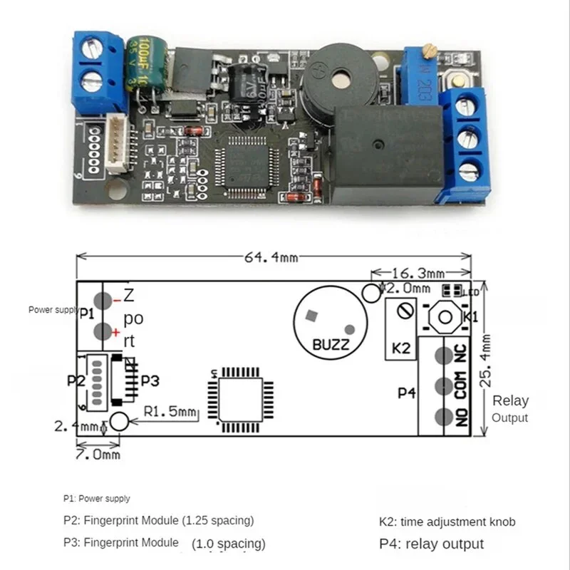 R503 Circular Round RGB Ring Indicator LED Control DC3.3V MX1.0-6Pin Capacitive Fingerprint Module Sensor Scanner, 19Mm 3