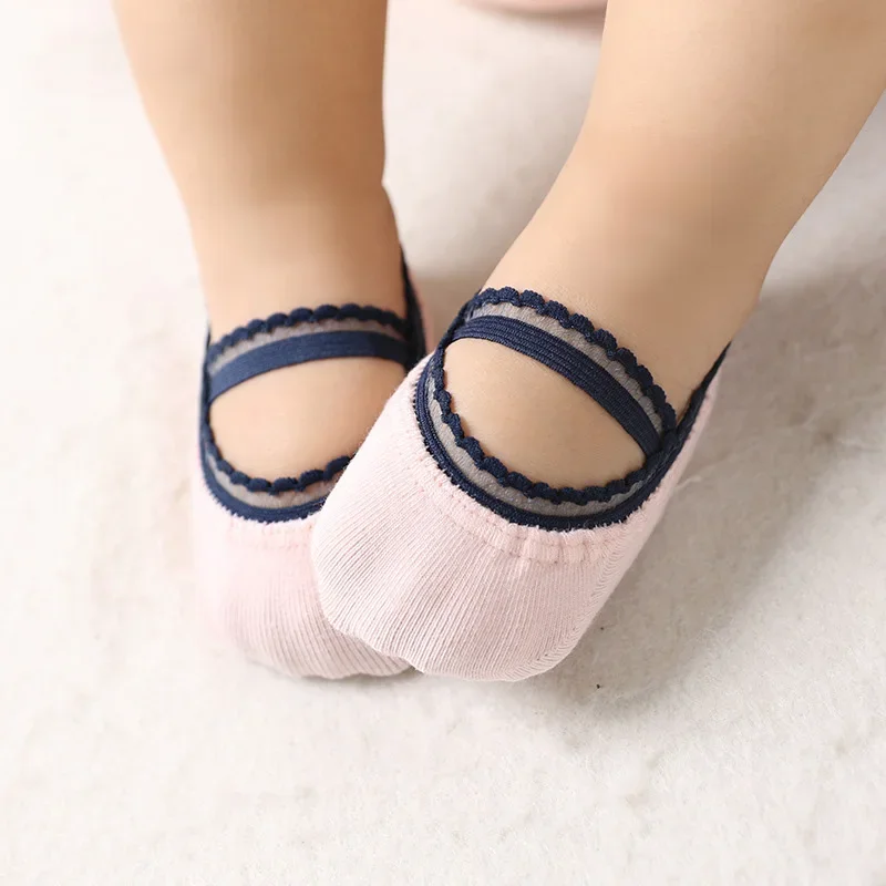 Cotton Socks Kids Socks Baby Socks Girls Socks Newborn Baby Socks Summer Lace Solid Color Princess Girl Infant Anti-slip With Rubber Soles