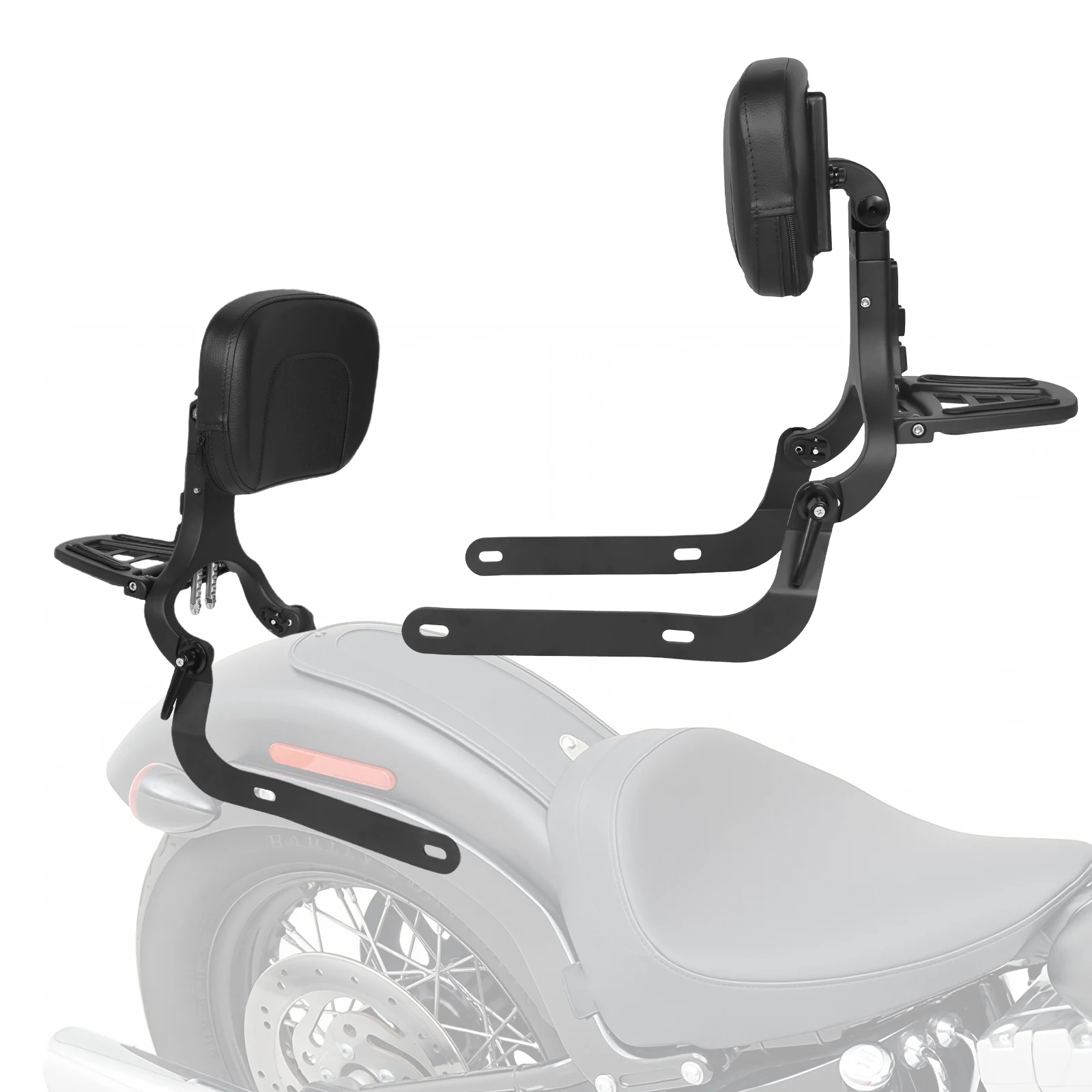 Motorcycle Back Cushion Pad Adjustable Passenger Backrest Pad Rotatable Multi-Purpose for Harley Street750/500 XG750/500 14-22