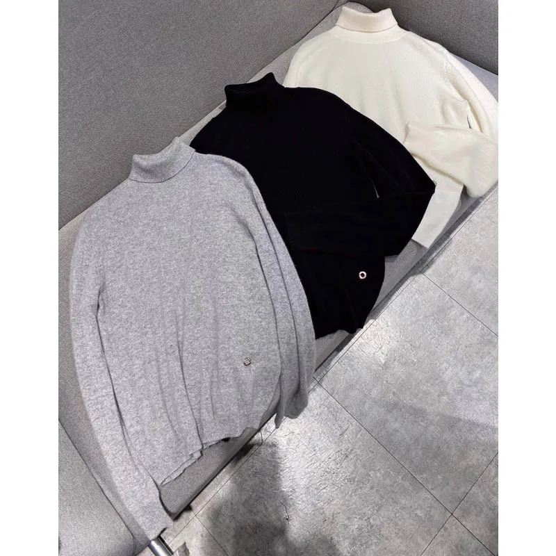 

12.7 100% Cashmere Turtleneck Long Sleeve Soft Comfortable Solid Color Pullover Knit Sweater Women
