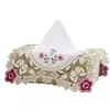 Countryside Style Textile Art Tissue Box Embroidery Hollowing Out Tissue Case Car Living Room Napkin Holder Table Decoration 5