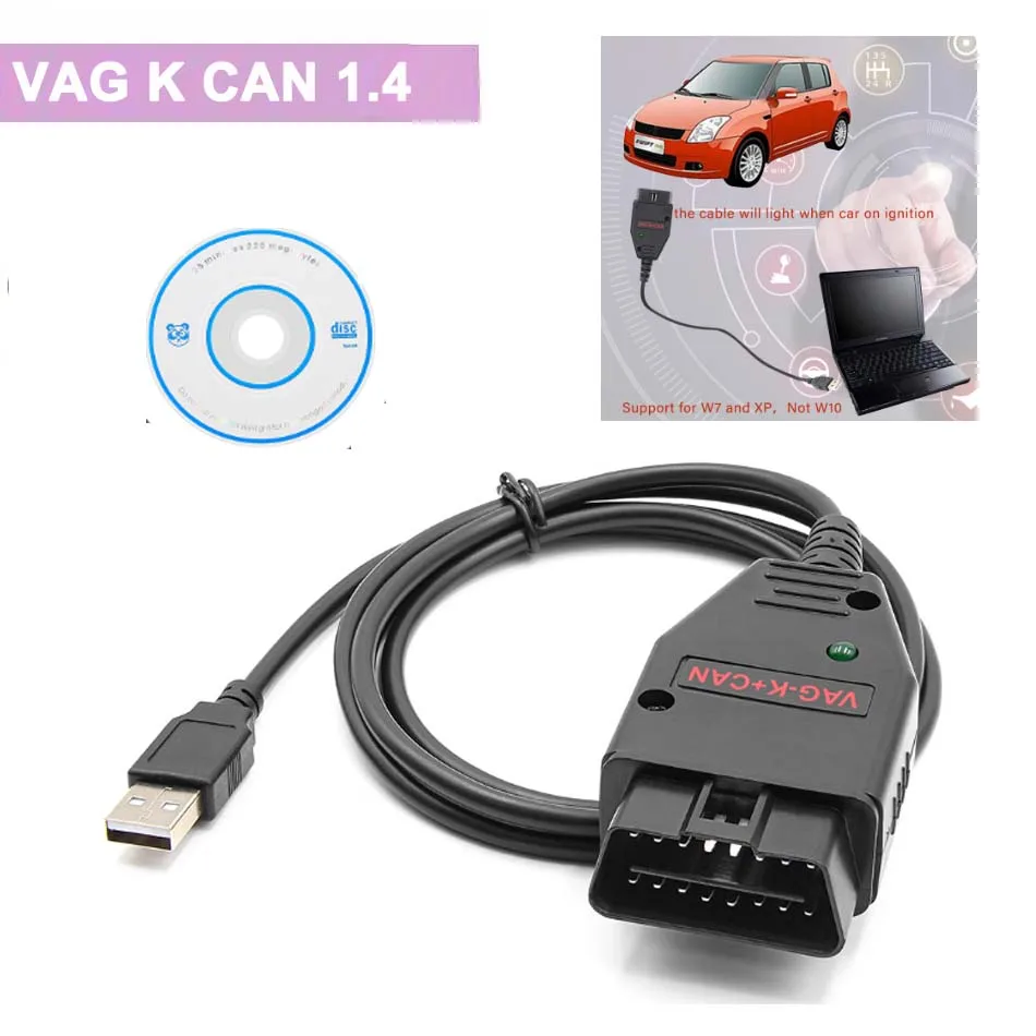Vag K Can Commander 1.4 K + Can Muslimatodb 2 Scanner Interfaccia Diagnostica Per Auto Cavo K-Line Per Vw/Audi/Skoda/Seat Vag 1.4