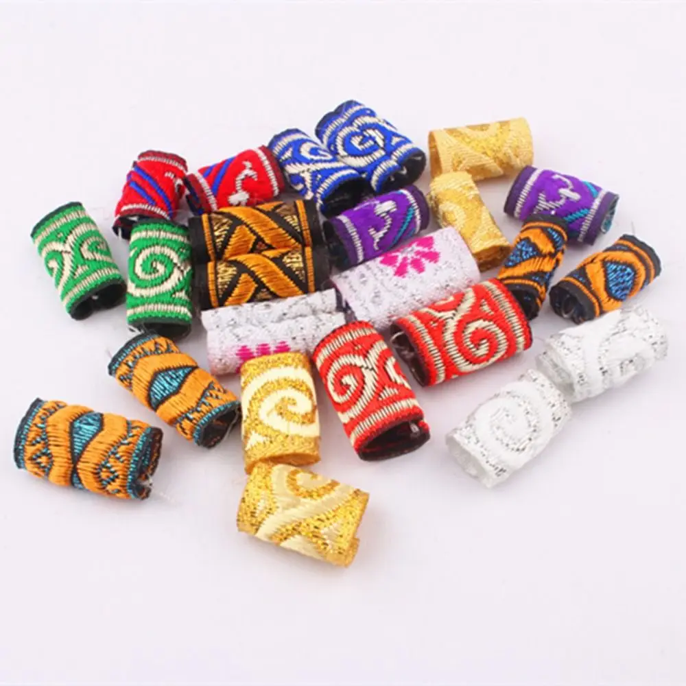 10Pcs/Set DIY Mini Fabric Hair Braid Beads Hiphop Reggae Colorful Cloth Dreadlock Beads Embroidery Decoration Men/Women
