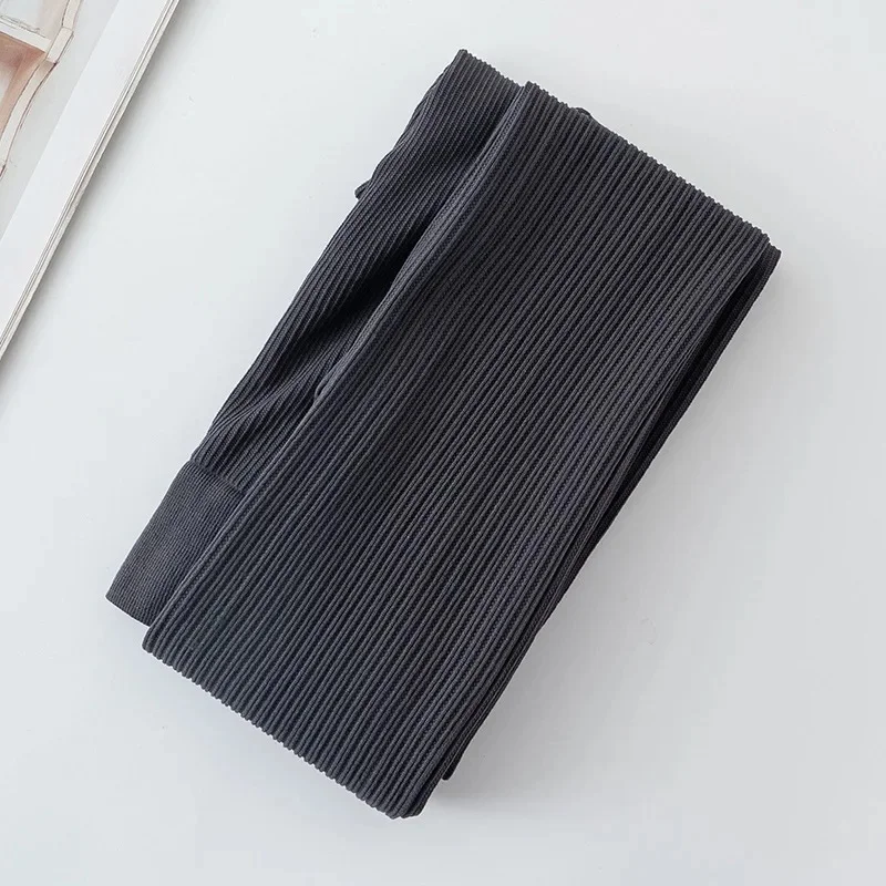 Grey Screw Thread Slimming Tights with Vertical Stripes - No Pressure Milk Coffee Color, Spring/Autumn Elastic Bottoming Pants