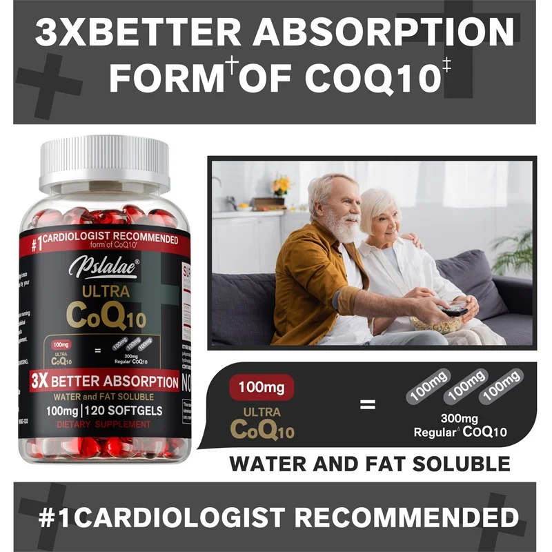 CoQ10 Capsules High Absorption Rate Promotes Cognitive Function Supports Heart Skin Brain and Dental Health Antioxidant