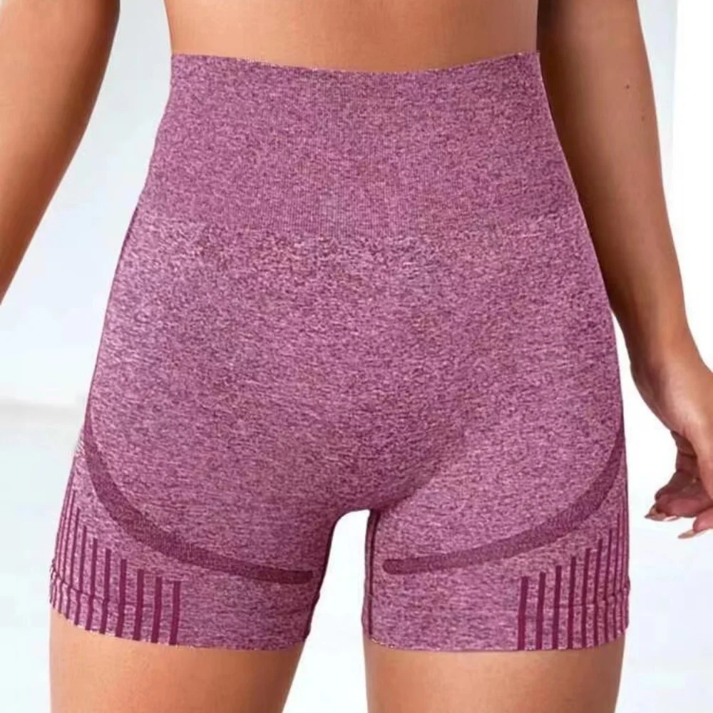 Women Seamless Sports Yoga Shorts High-Waist  Workout Impact Gym Clothes Jogging  Push-Up Scrunch Butt Yoga Shorts holes 3