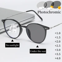 Round Frame Progressive Multifocal Eyewear Fashion Photochromic Reading Glasses Women Men Ultralight Near and Far Eyeglasses 1