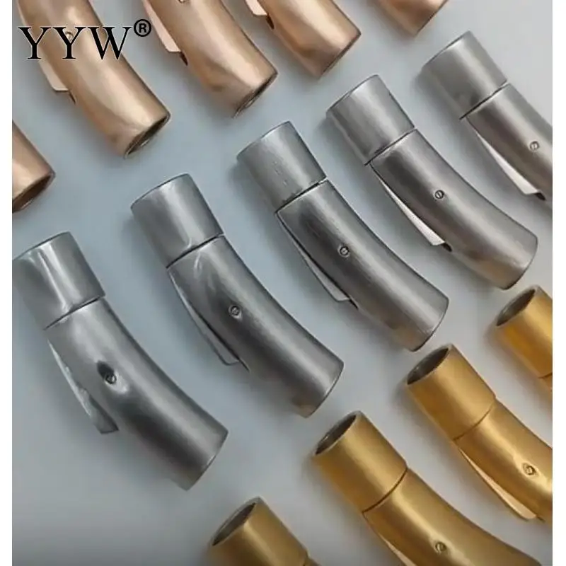 10pcs Stainless Steel Bayonet Clasp 2mm 3mm 4mm 5mm 6mm 8mm Hole PushLock Lace Buckle Leather Cord Clasps for DIY Jewelry Making