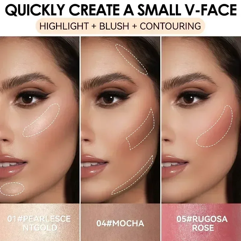 Multifunctional Makeup Waterproof Contouring Bronzer Highlighters Stick Glitter Silky Nose Shadow