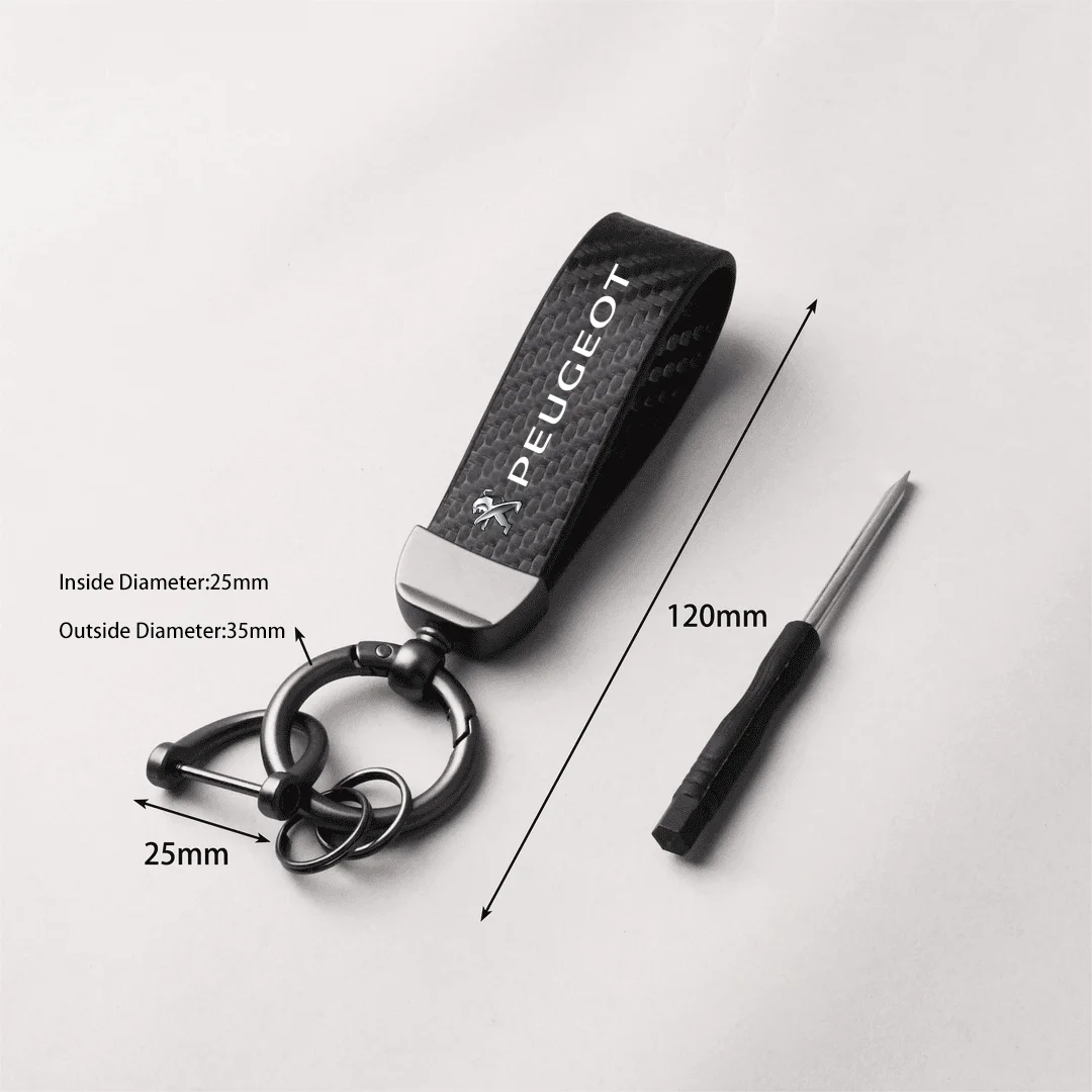 Car Accessories Keychain Carbon Fibre Key Chain Decoration For Peugeot 408 4008 308 3008 Rifter 5008 508 2008 208 301 RCZ 407