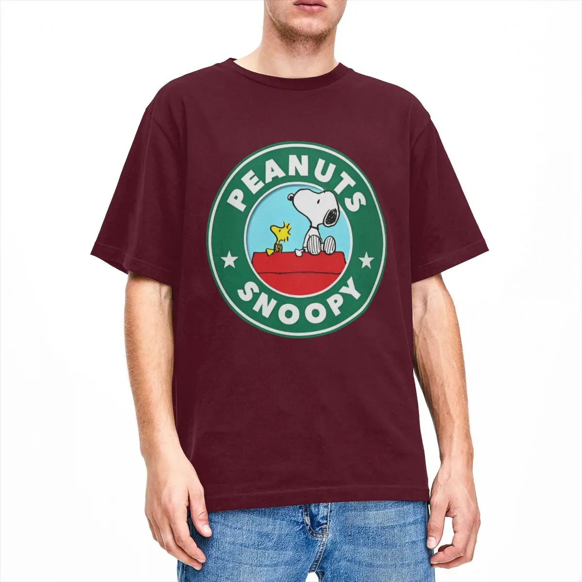 Camiseta de Peanuts Charlie Brown y Snoopy, camisetas básicas de verano Y2K, camisetas de tendencia de algodón puro para hombre, camisetas de diseño de manga corta