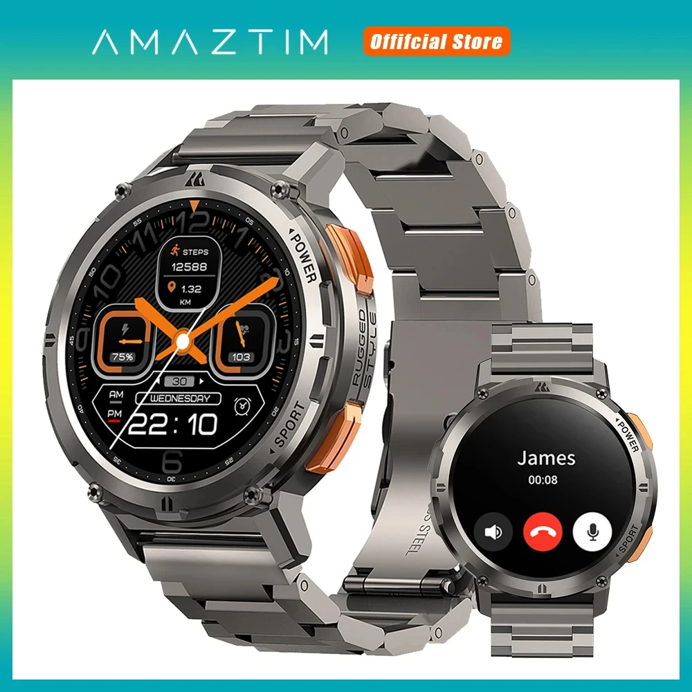 

AMAZTIM TANK T2 Ultra Smart Watches For Men AMOLED AOD Fitness Watch Bluetooth Call 5ATM Waterproof Digital Men's Smart Watches