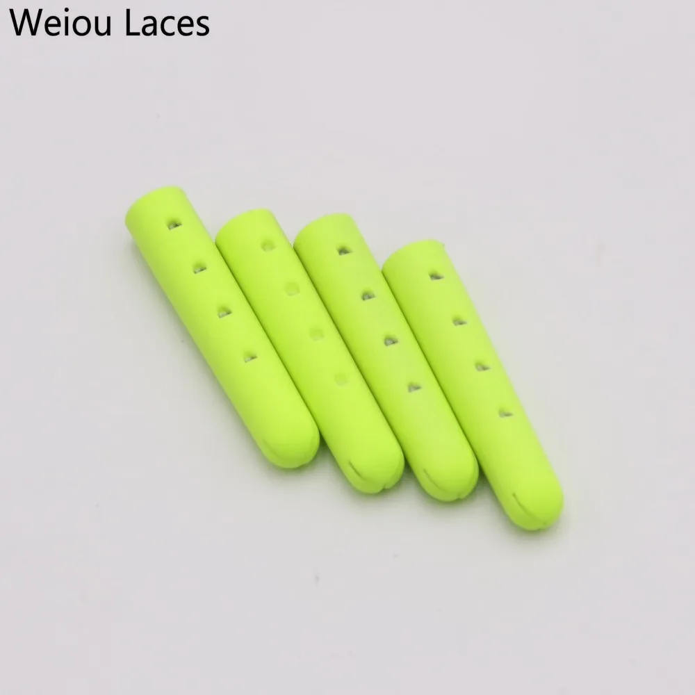 Weiou (100pcs/25sets) 4x23mm Painting Fluorescent Yellow Tips Fashion Matt Metal Aglets For Clothing Shoestring DIY Bullet Head