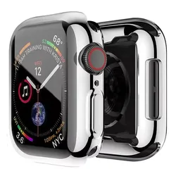 Premium TPU Bumper Cover Case with Screen Protector - Series 4 5 6 SE 44MM (Silver)