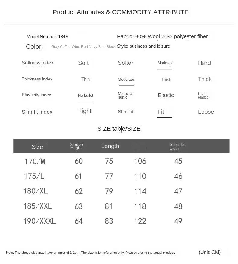 Description Picture 2 of itemAutumn and Winter Middle-aged Plush and Thick Men's Woolen Coat Standing Collar Casual Jacket Woolen Coat