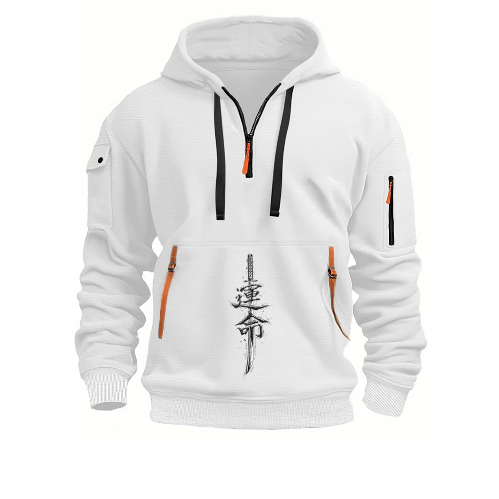 Men Half Zipper Hoodie Sweatshirt Casual Pullover
