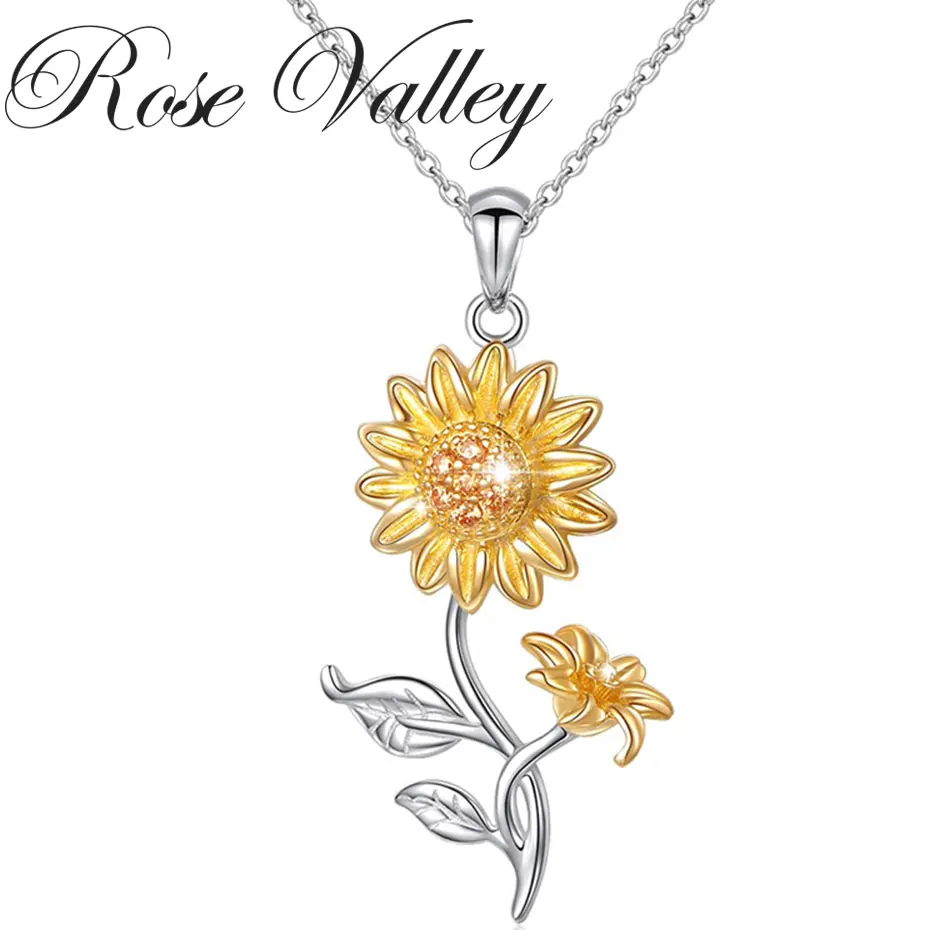 Rose Valley Sunflower Pendant Necklace 