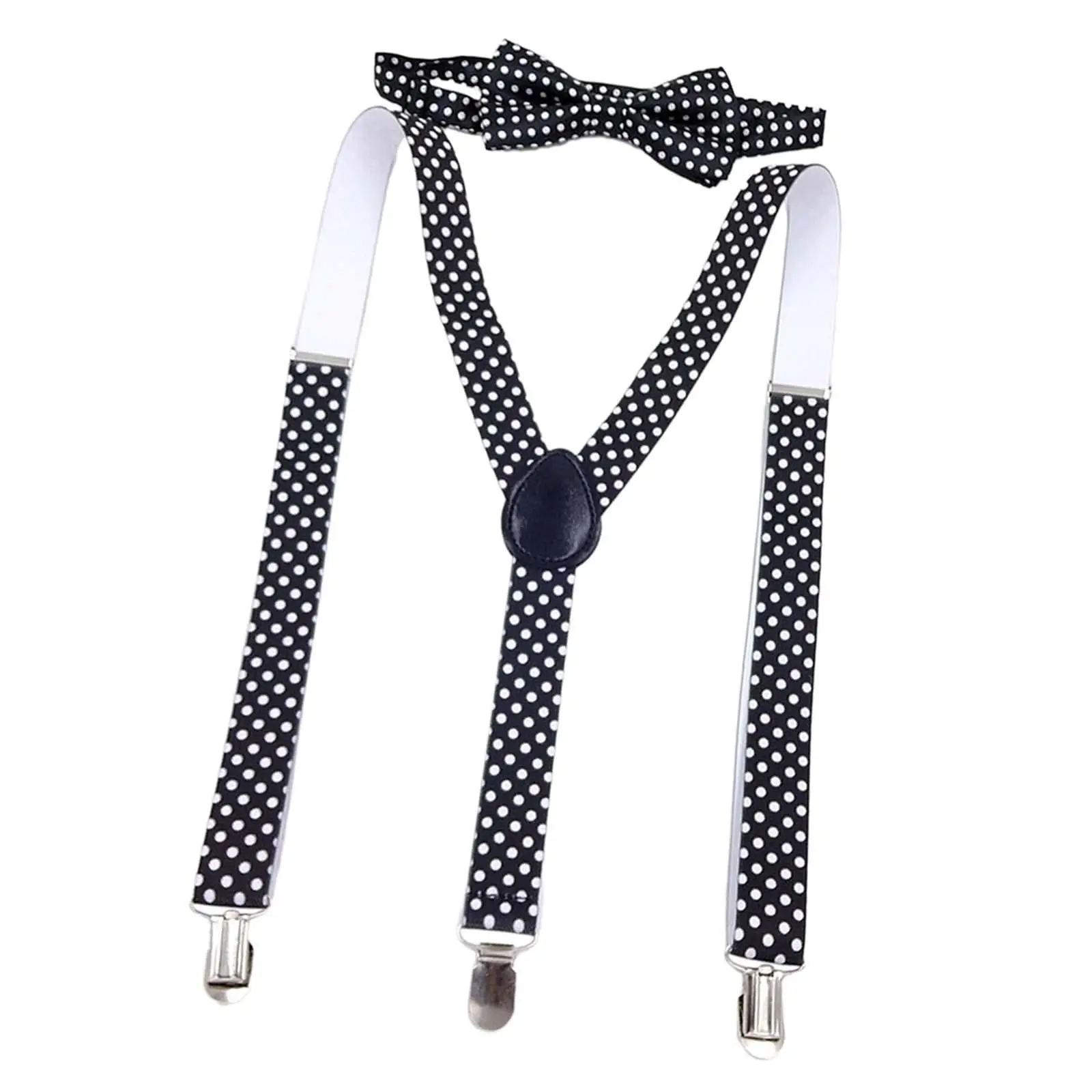 Kids Suspender Bowtie Set Tuxedo Suspenders Shoulder Straps Pants Suspender Adjustable Braces for Themed Parties Wedding