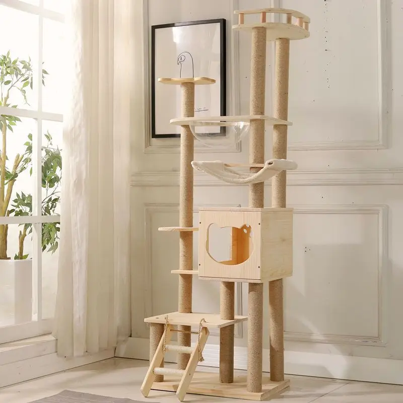 

All solid wood, pine cat, climbing frame, space capsule, cat tree, cat nest, integrated large cat jumping platform