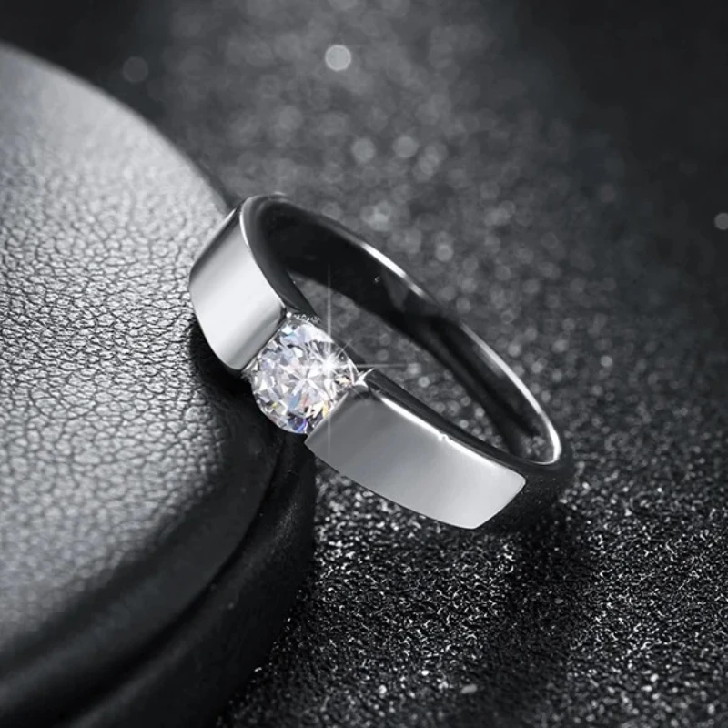 Anelli in Argento Sterling 925 con Charm per Donne e Uomini, Splendidi Cristalli Brillanti, Gioielli alla Moda per Matrimoni, Regali di Natale - immagine 3