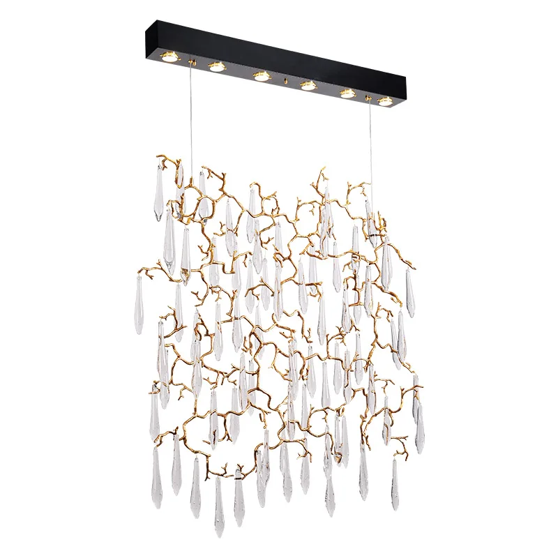 

Современная хрустальная люстра, Золотая Подвесная лампа для перегородки, латунная зеркальная Люстра для витрины, потолочный светильник