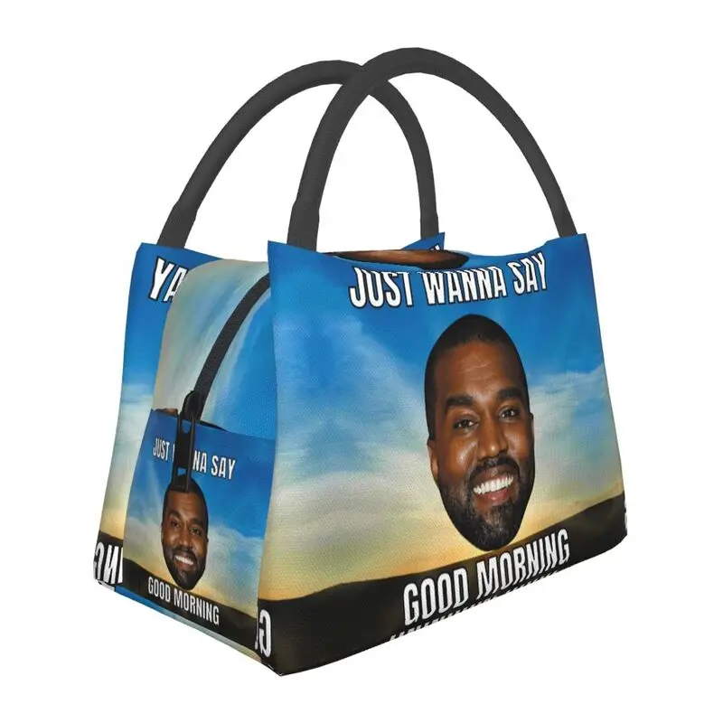 

Funny Kanye West Meme Thermal Insulated Lunch Bag Women POP Rapper Portable Lunch Container for Outdoor Storage Meal Food Box
