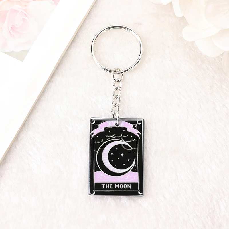 1Pc Hexe Tarot Schlüsselbund Punk Acryl Auto Spiegel Schlüsselring Handtasche Katze Mond Karte Zauber Mädchen Geburtstag Geschenk – Detail 2