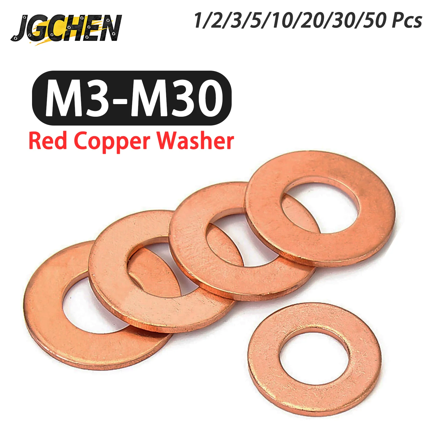 แหวนรองซีลเรียบ ทองเหลืองแดง ทองแดงแดง M3 M4 M5 M6 M8 M10 M12 M14 M16 M18 M20 M22 M24 M27 M30 สำหรับเรือ แหวนซีลแบบกด แหวนรองซีล แหวนรองกันรั่ว DIN7603 1