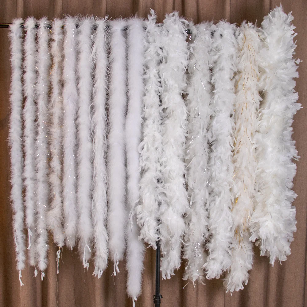 2Meters White Turkey Feathers Boa Plume Trims Feathers for Crafts Carnaval  Dress Decoration Plumage Shawl Diy 60grams/pcs