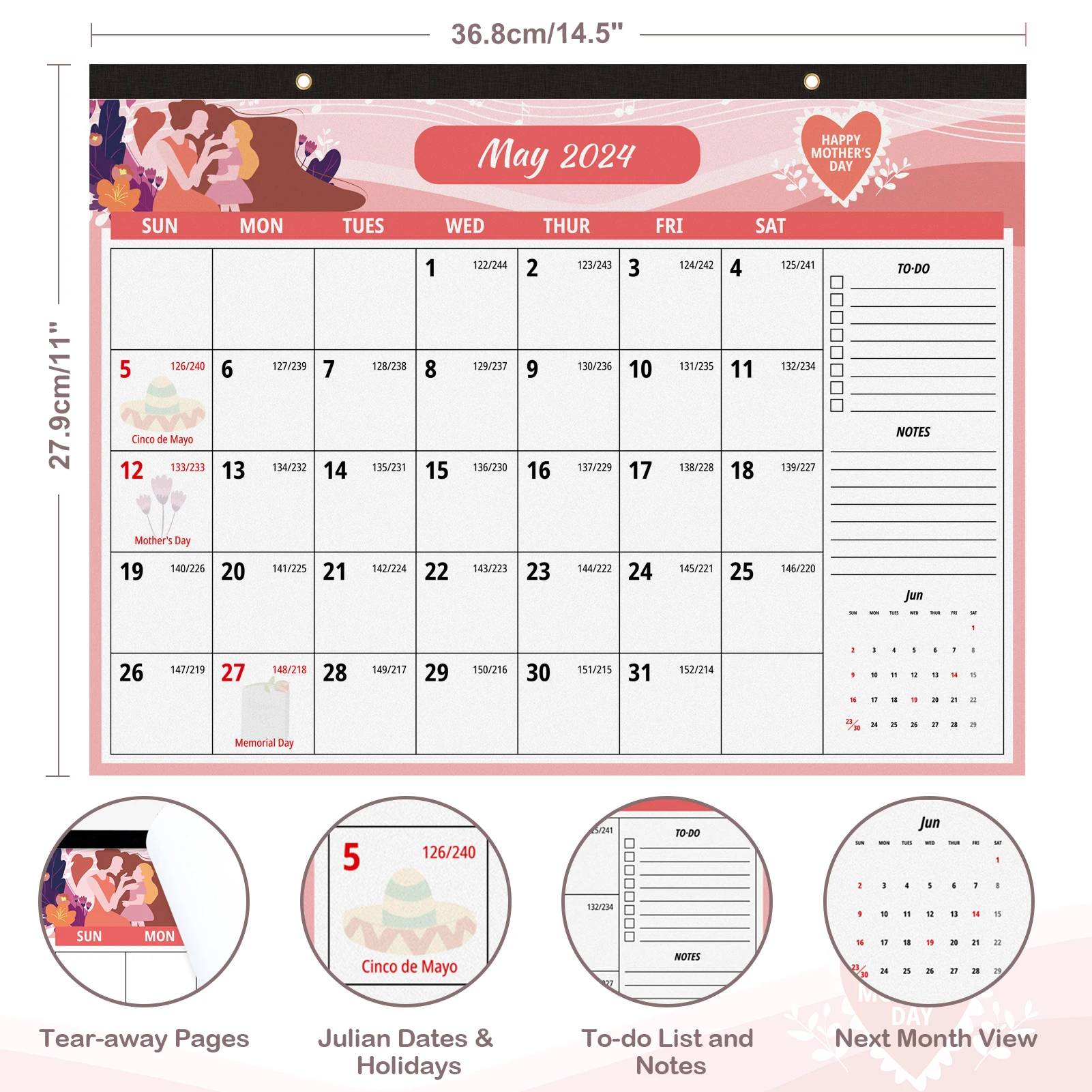 2024 Large Wall Calendar Desk Calendar with To-do list and Notes Yearly Monthly Weekly Daily Planner To Do List Hanging Agenda monthly 2024 gift wall calendar planner sheet yearly weekly planner dec 2023 to dec 2024 to do list hanging agenda schedule offi