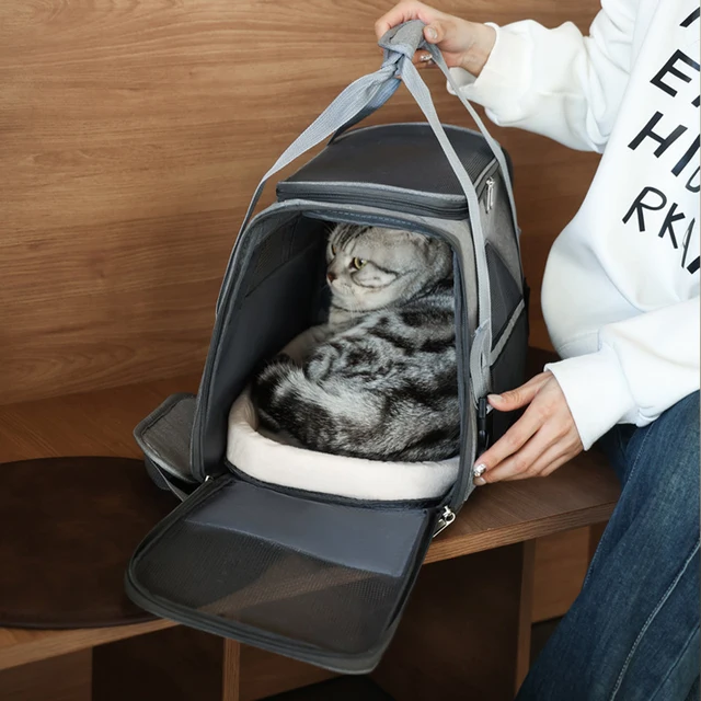 Cat Bags Soft-Sided Portable Dog Carrier Mesh Breathable Carrier Bags Foldable Cats Handbag Travel Pet Bag Transport Bag 6