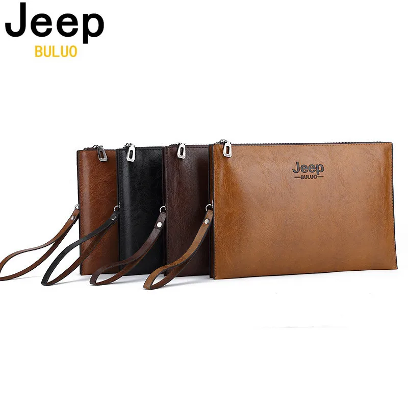 Jeep buluo moda estilo de negócios bolsa masculina bolsa de embreagem de couro macio do plutônio masculino carteiras de cartão elegante lazer à moda