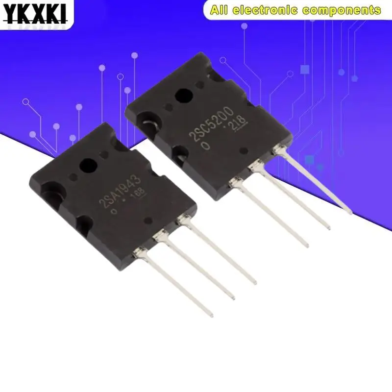 Transistors Kit 10PCS 2SC5200 2SA1943 TO-3P C5200 5200 A1943 TO3PL Transistor 5Pairs (2SC5200 + 2SA1943) Each 5pcs